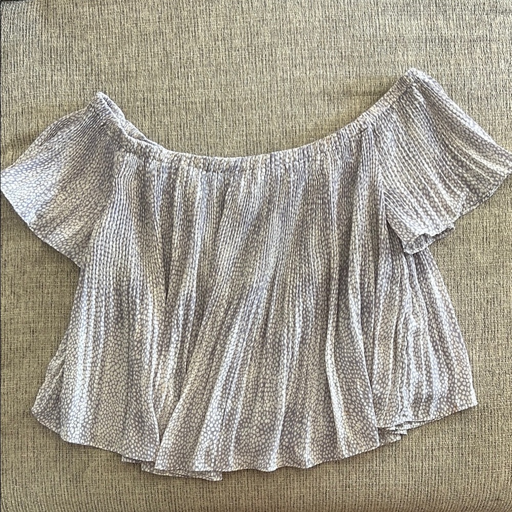 White Pleated Off-the-Shoulder Blouse